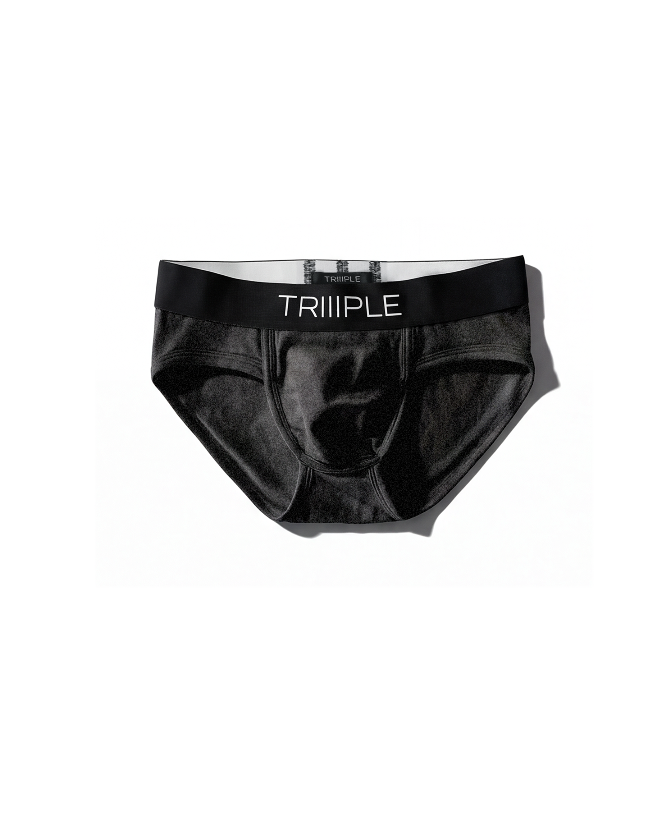TRIIIPLE Studio V cotton spandex brief Black men's underwear with 'TRIIPLE' branding on a white background